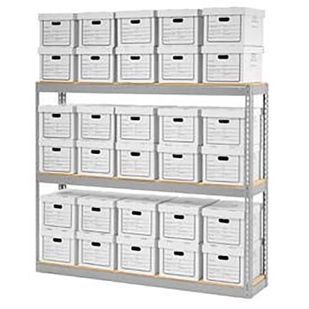 Global Industrial Record Storage Open With Boxes 72W x 15D x 60H, Gray B2297935